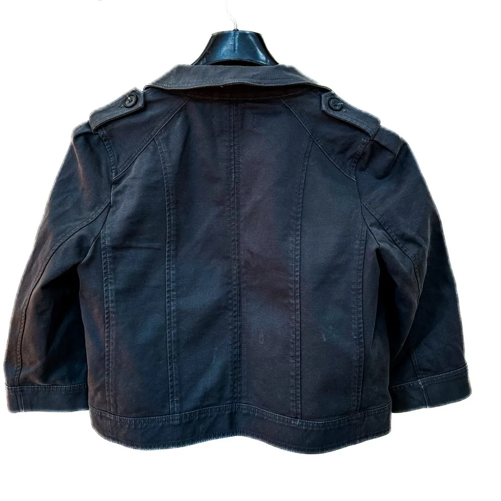 Ann Taylor Loft military cropped jacket with 3/4 sleeves. Size Med. Dark Gray - Image 2