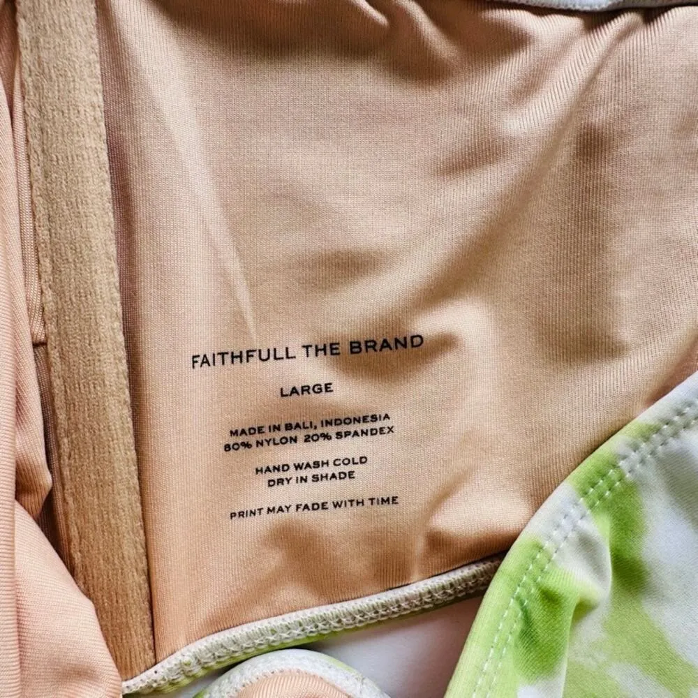 Faithfull the Brand Green Tie Dye Bandeau Bikini Swim Top Size Large - Image 4