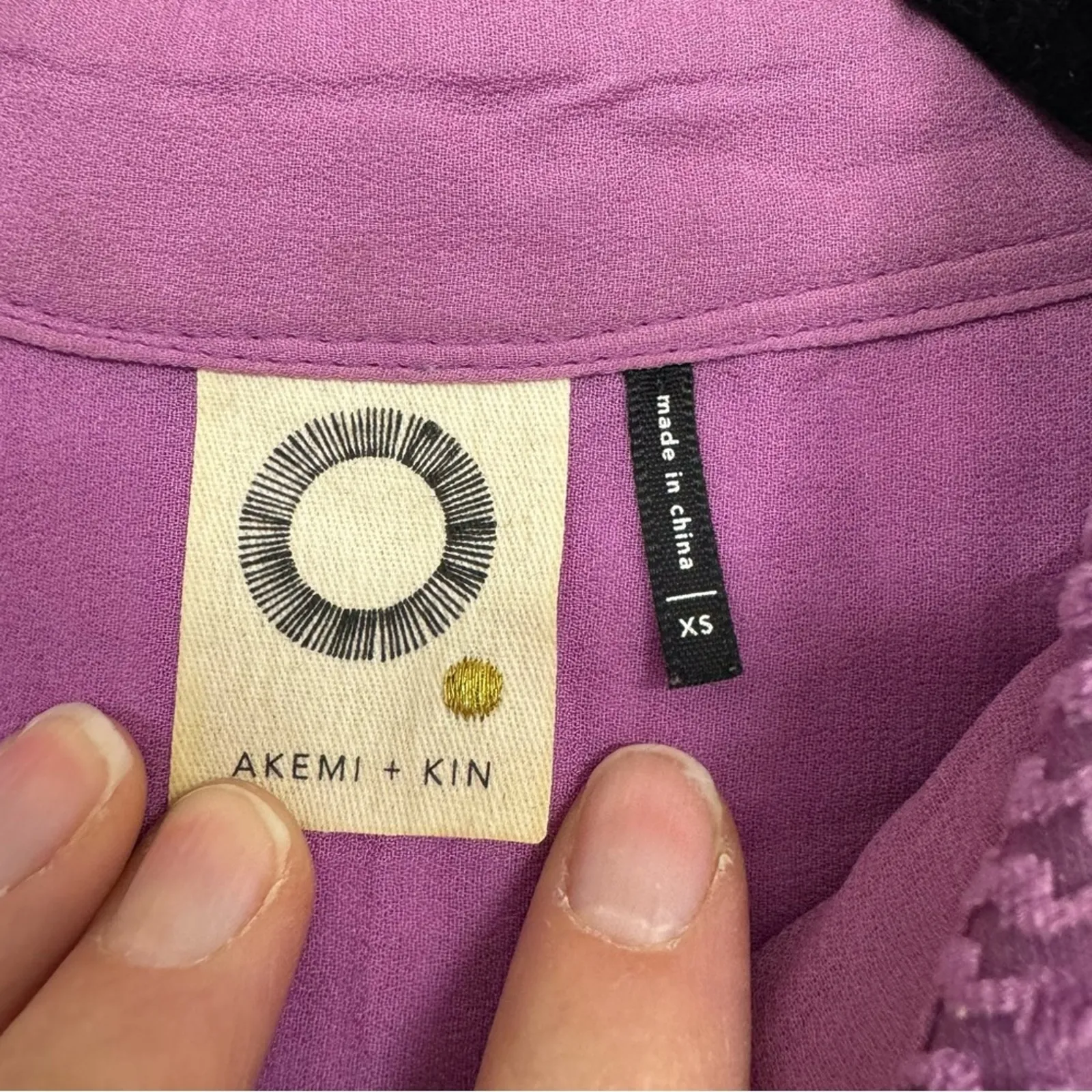 Akemi Kin Purple Velvet Burnout Button Down Tunic Women XS Oversized Sheer Boho - Image 12