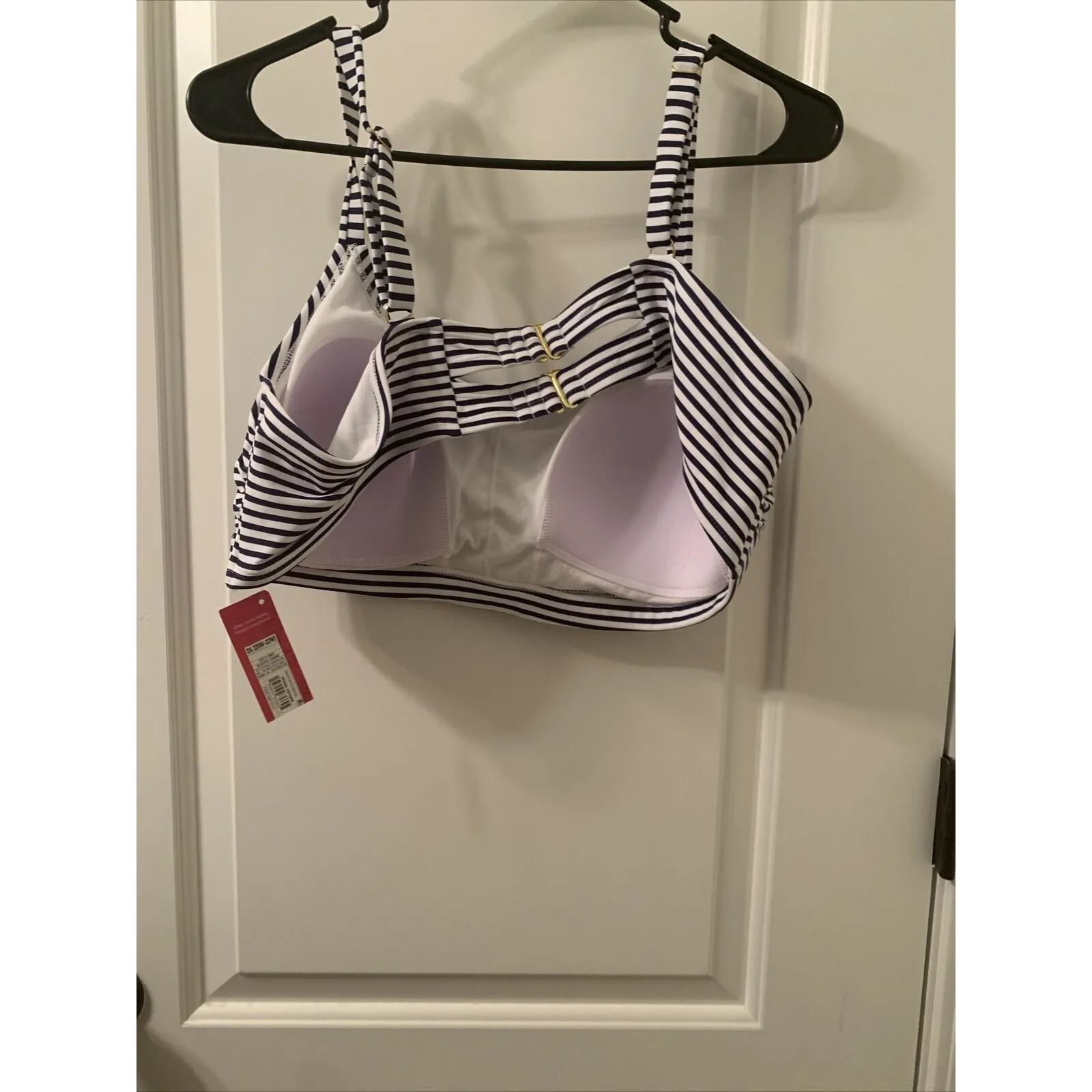 Xhiliration Women's Striped Swim Top Size 2X 20W-22W Blue White - Image 11