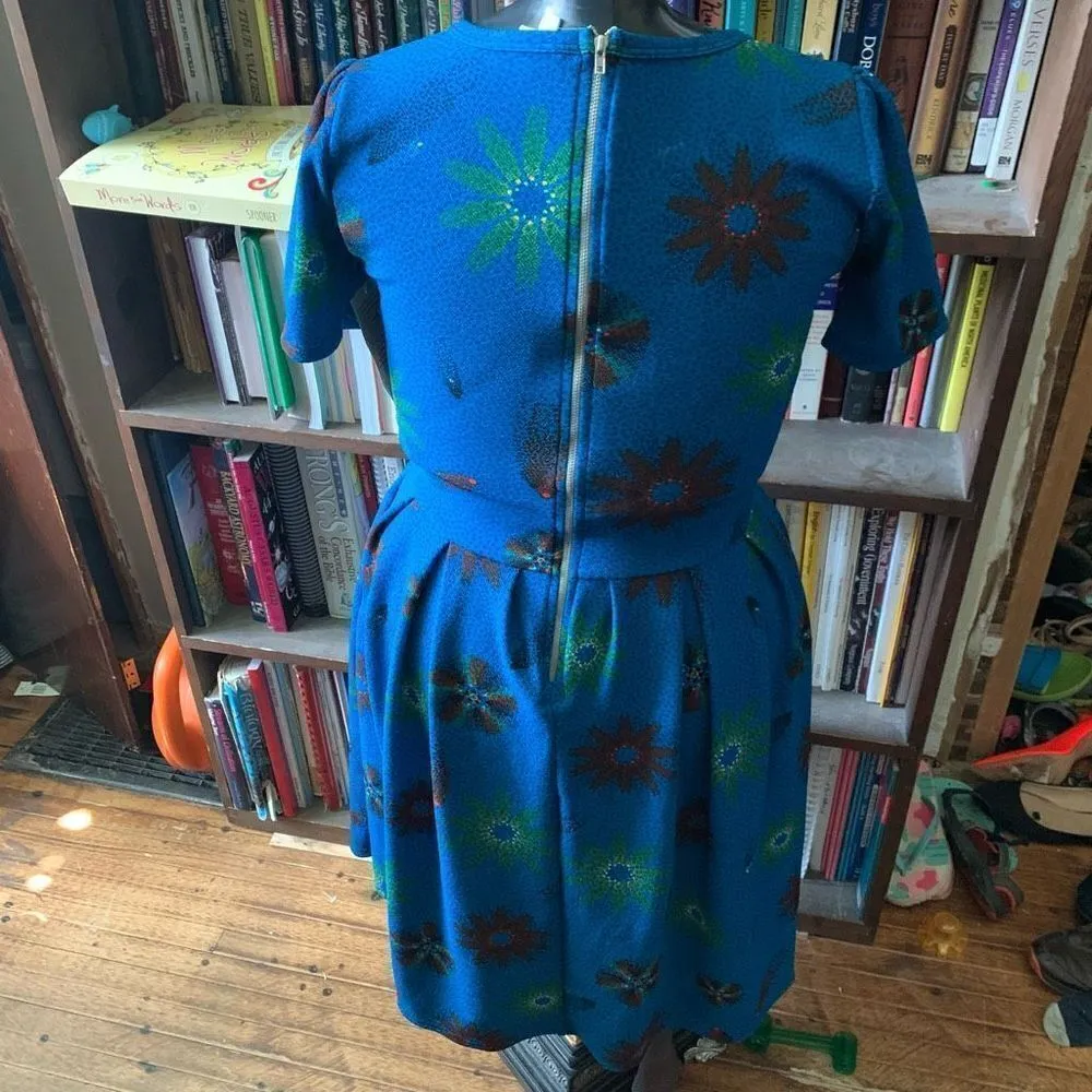 Lularoe Amelia blue floral fit & flare knit travelcore S dress - Image 2