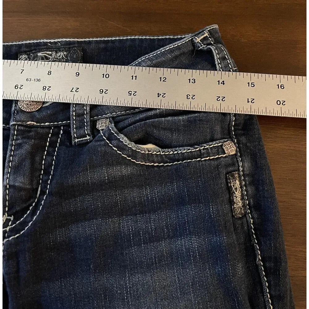 Silver Suki Surplus Mid Capri Dark Denim Jeans Women’s Size 28 Low Rise Cropped - Image 7