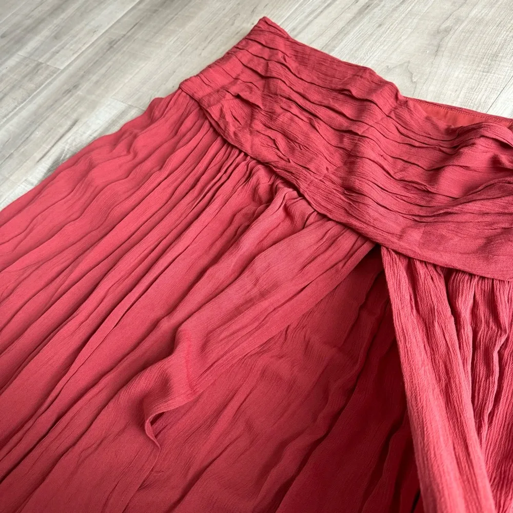 GarnerStyle X FTF Jada Ruched Maxi Skirt Sz 2X High Slit Rust Orange - Image 7