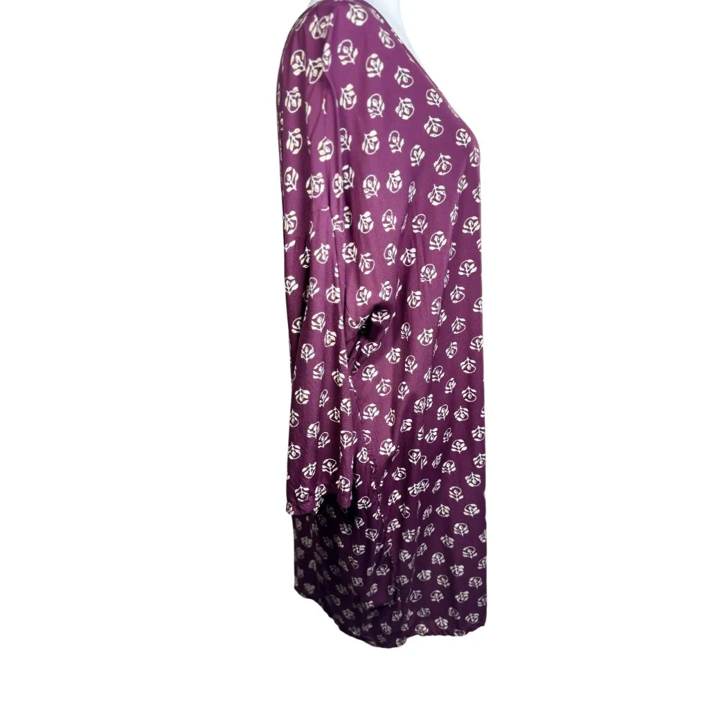 Old Navy Womens Size XL Purple Floral Long Sleeve Tunic Top 100% Rayon - Image 5