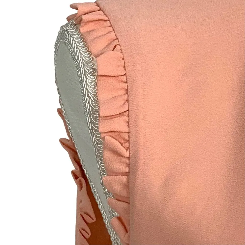 WAYF Peachy Pink Shift Ruffled Mock Neck Swing Sheer Baby Doll Dress Size M - Image 5