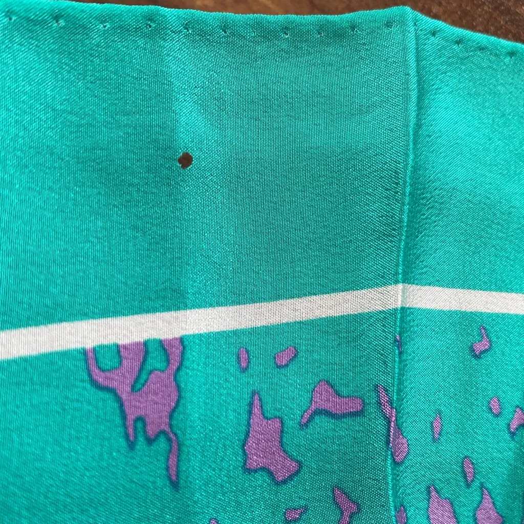 Honey Silk Scarf 80s Abstract Blue - Image 7