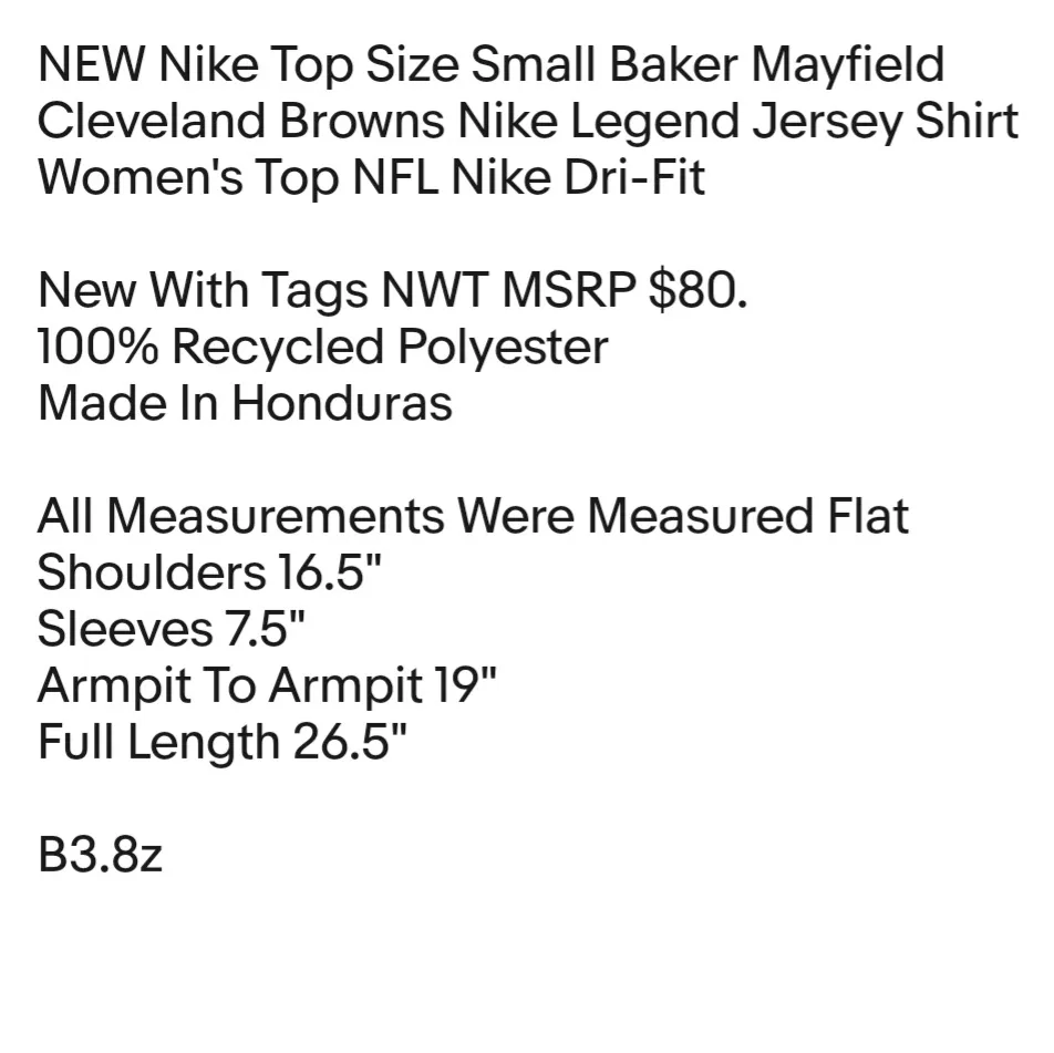 NEW Nike Top Size Small Baker Mayfield Cleveland Browns Nike Legend Jersey Shirt  - Image 2