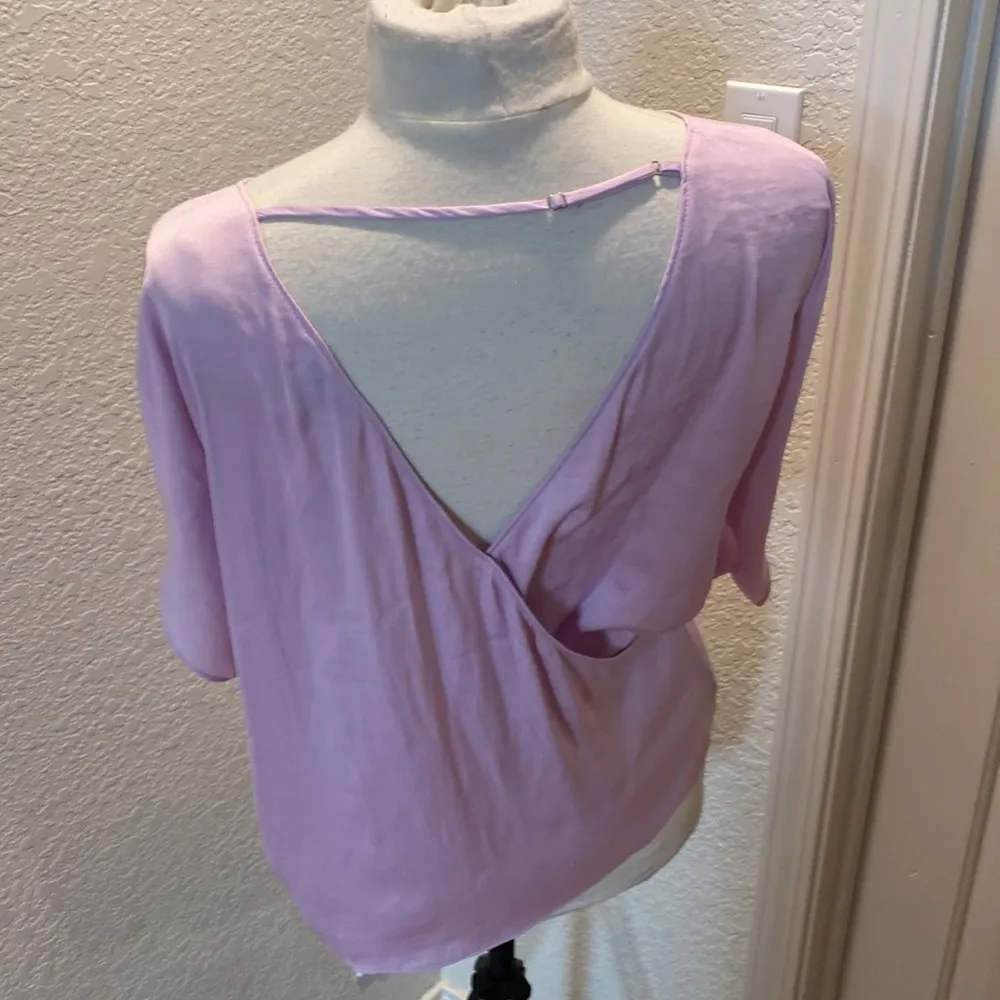 Naked Zebra Lilac Purple Women’s Short Sleeve Drape Blouse Flowy EUC Sz S - Image 46