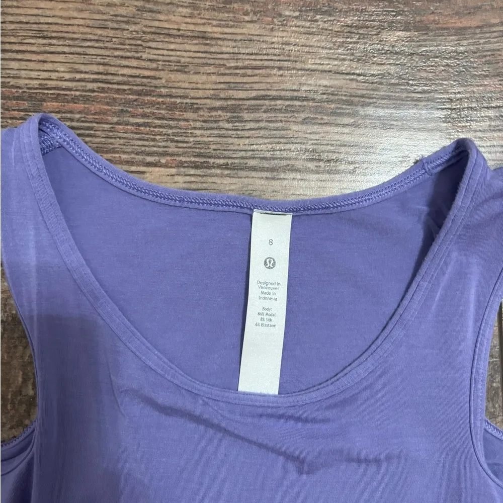 Lululemon Women Shoulder Cut-Out Yoga T-Shirt Dark Lavender Purple Sz 8 - Image 6