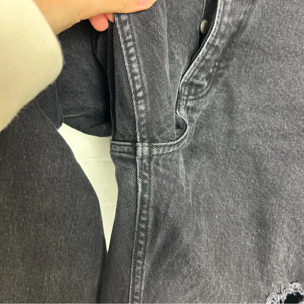 Abercrombie & Fitch The Dad High Rise Washed Black Distressed Jeans Size 29/8 - Image 9