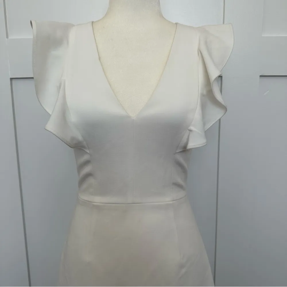 French Connection Whisper Ruffle Dress White - Image 3