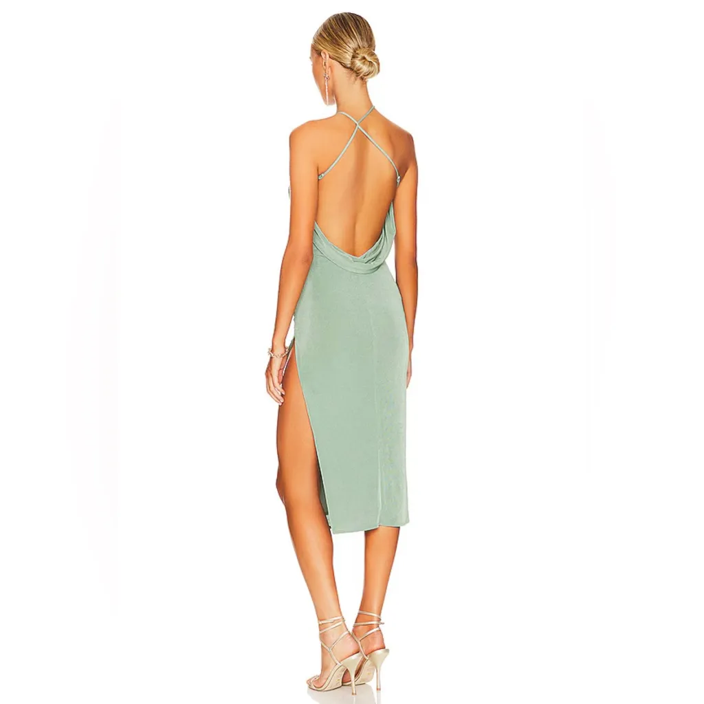 NWT Katie May Gina K Ruched Asymmetrical Low Back Midi Dress in Women's Medium - Image 2