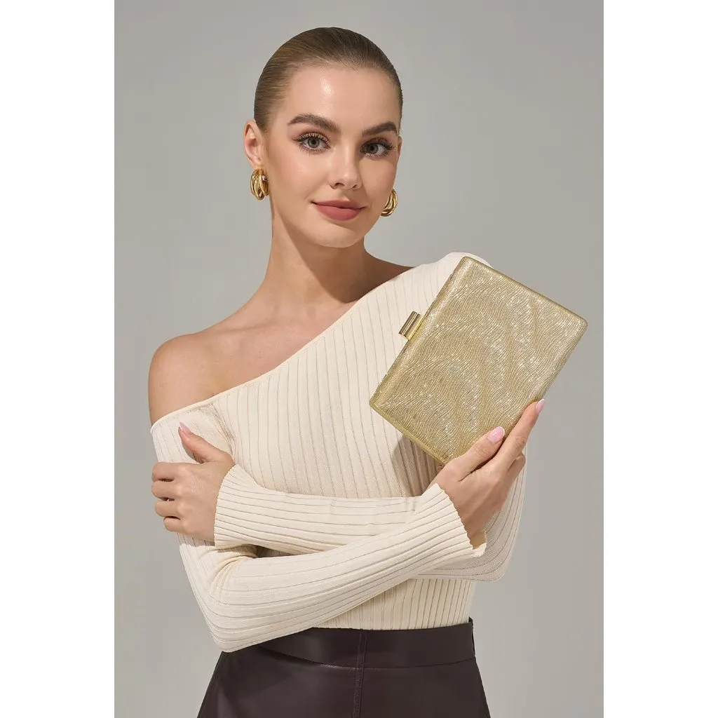 ⚡ Women's Detachable Chain Sparkly Evening Formal Parties Gold Clutch Bag - Image 2