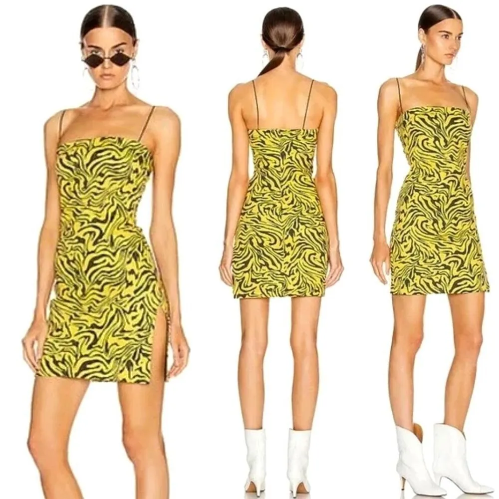 Miaou Yellow And Black Zebra Print Lottie Bodycon Mini‎ Dress Size S - Image 2