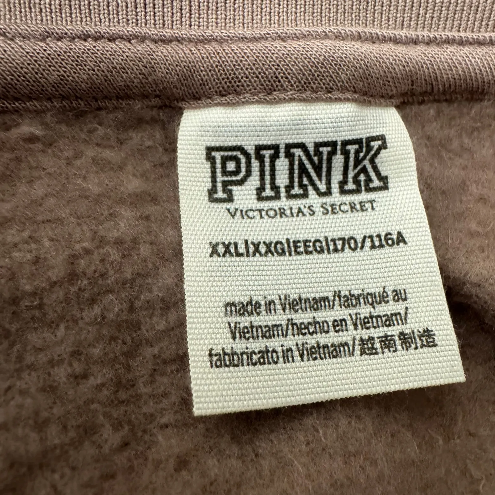PINK Victoria's Secret Cropped V Neck Sweatshirt Brown XXL - Image 4