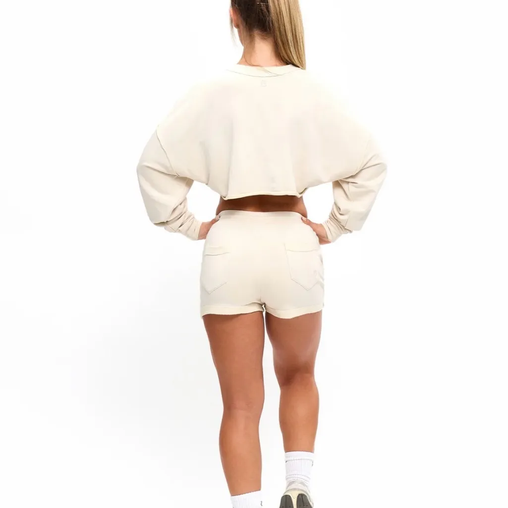 Buffbunny Wildest Dreams Crop Top Long Sleeve Large NWT Color Bone French Terry - Image 3