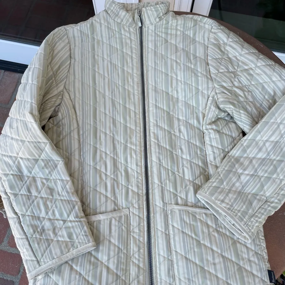 Vtg barbour Cream + green quilted jacket - Image 3