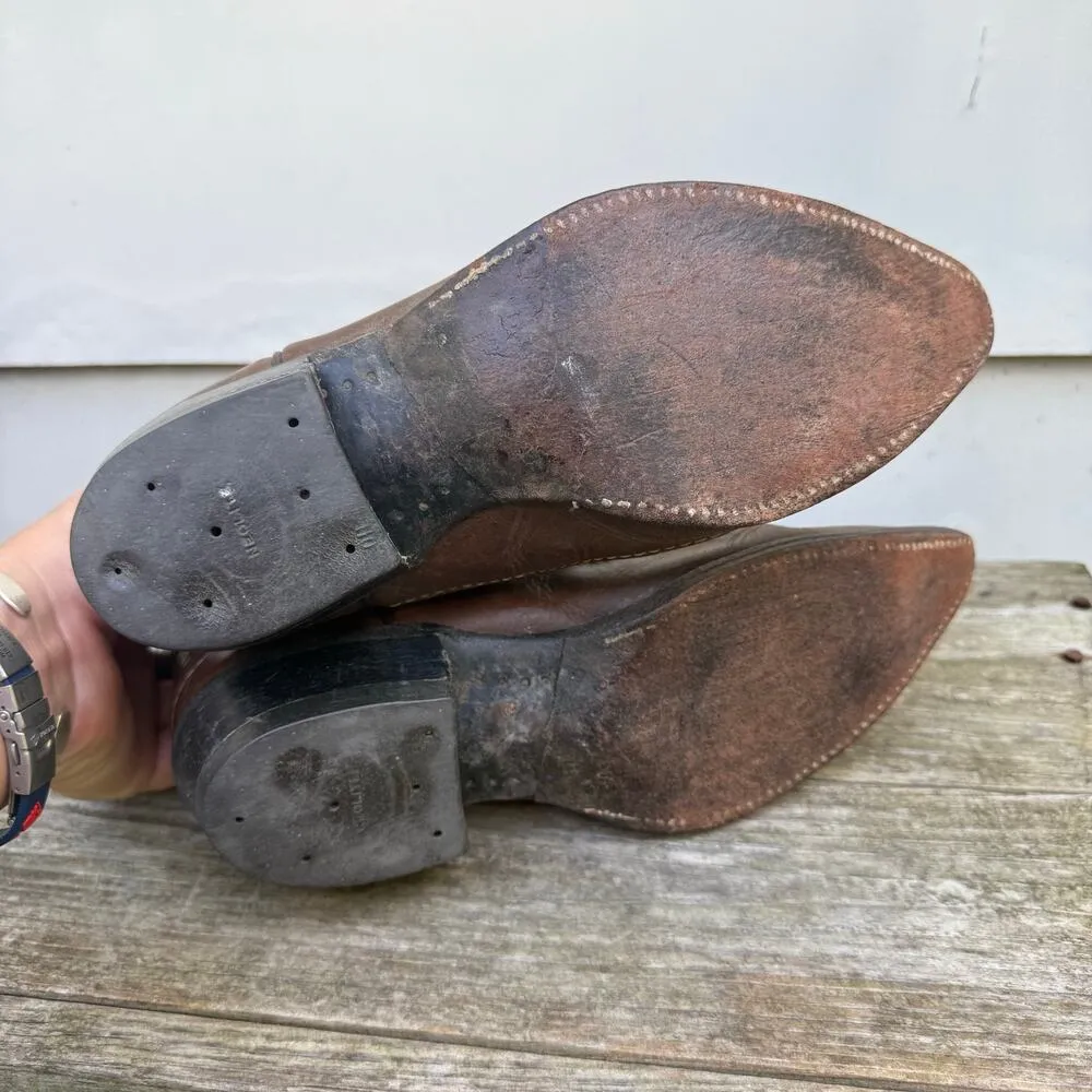 VTG 1960s Justin Boots Brown Cowgirl Stovepipe Stitched Edge L4023 Size 6 1/2B - Image 5
