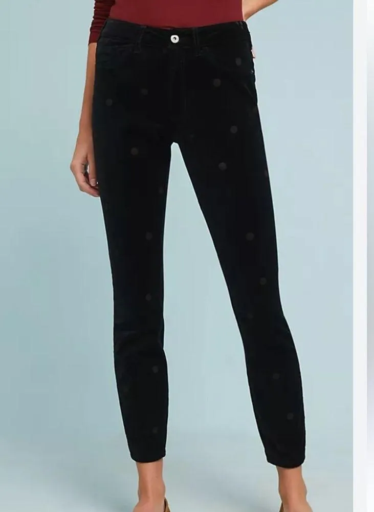 Pilcro  Mid-Rise velvet Embroidered Skinny Ankle Jeans 31 - Image 11