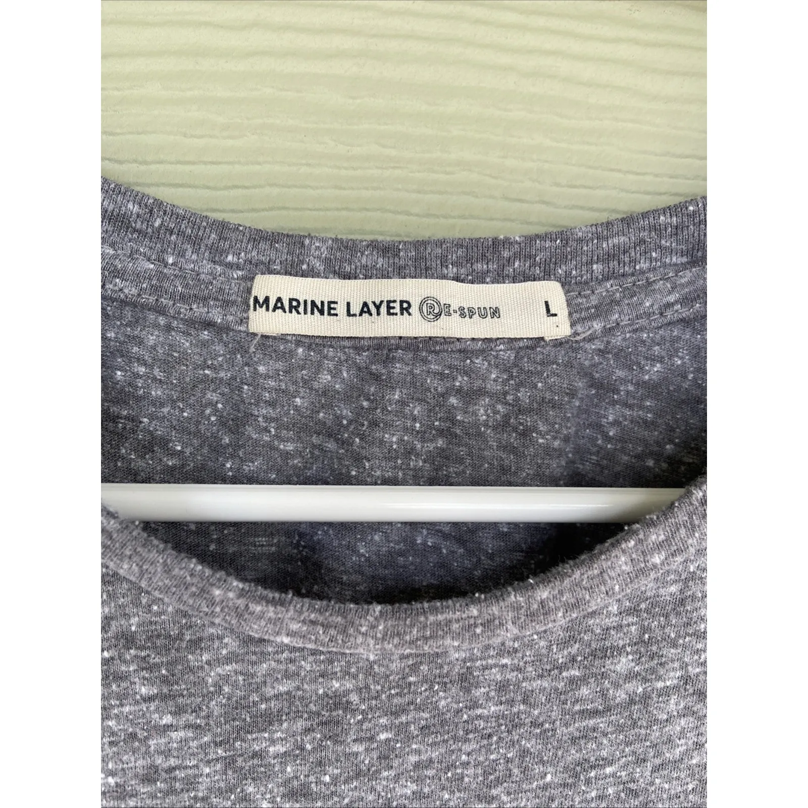 Marine Layer Re Spun Gray Slub Knit Tropical Palm Pocket Tee Tshirt Womens Large - Image 4