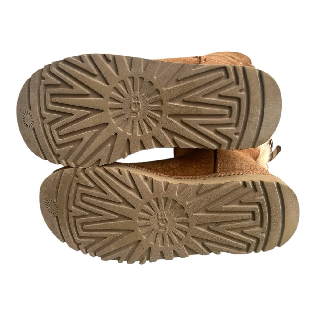 UGG Bailey Bow Stripe Suede Chestnut boots. Size 7. - Image 5