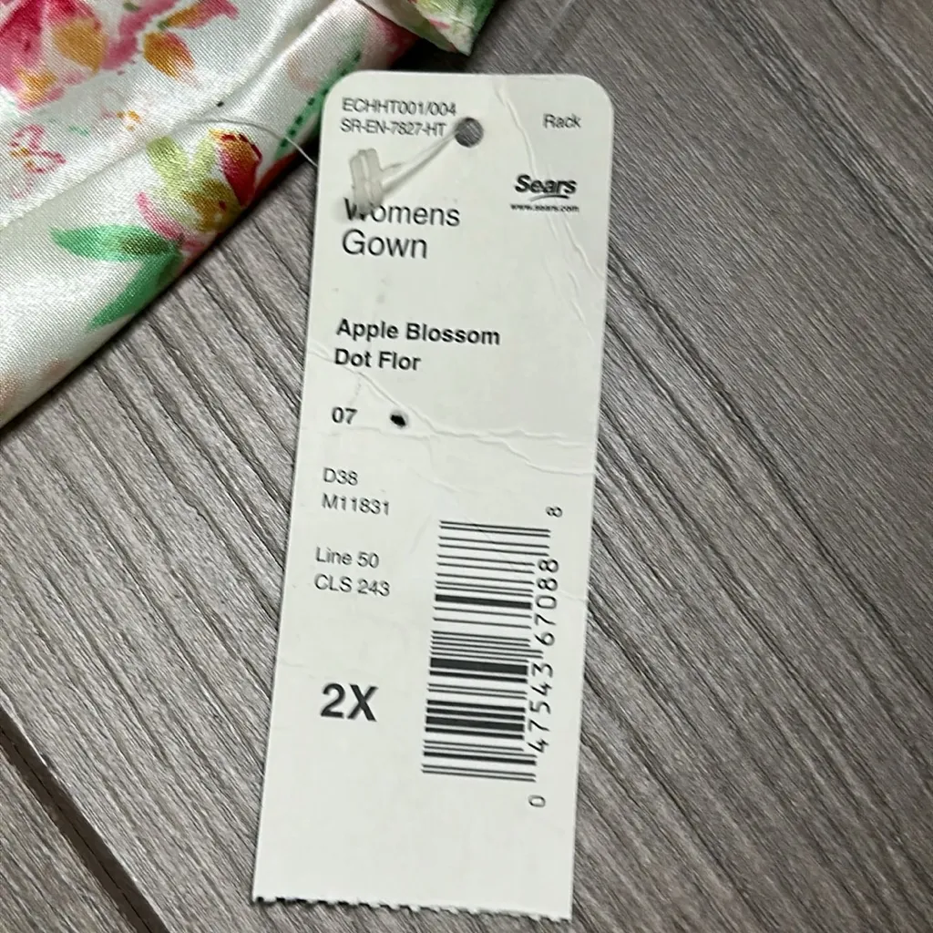 Vintage Enchanting Floral Slip Gown Apple Blossom Pink Cream Size‎ 2X - Image 7