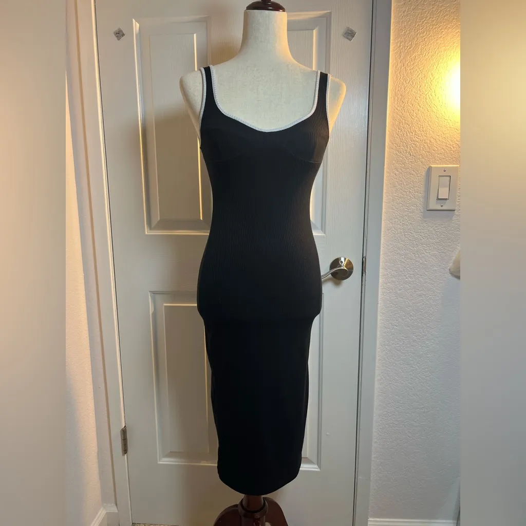 Crescent  Black Sheath Midi Dress‎ Spaghetti Strap - Image 7