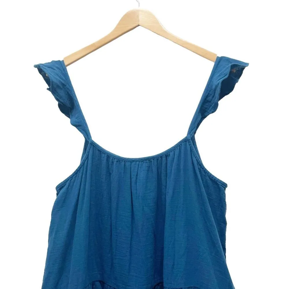 NWT J. Crew Ruffle Strap Gauze Tiered Maxi Dress Teal Blue Size XXL NEW Relaxed - Image 8