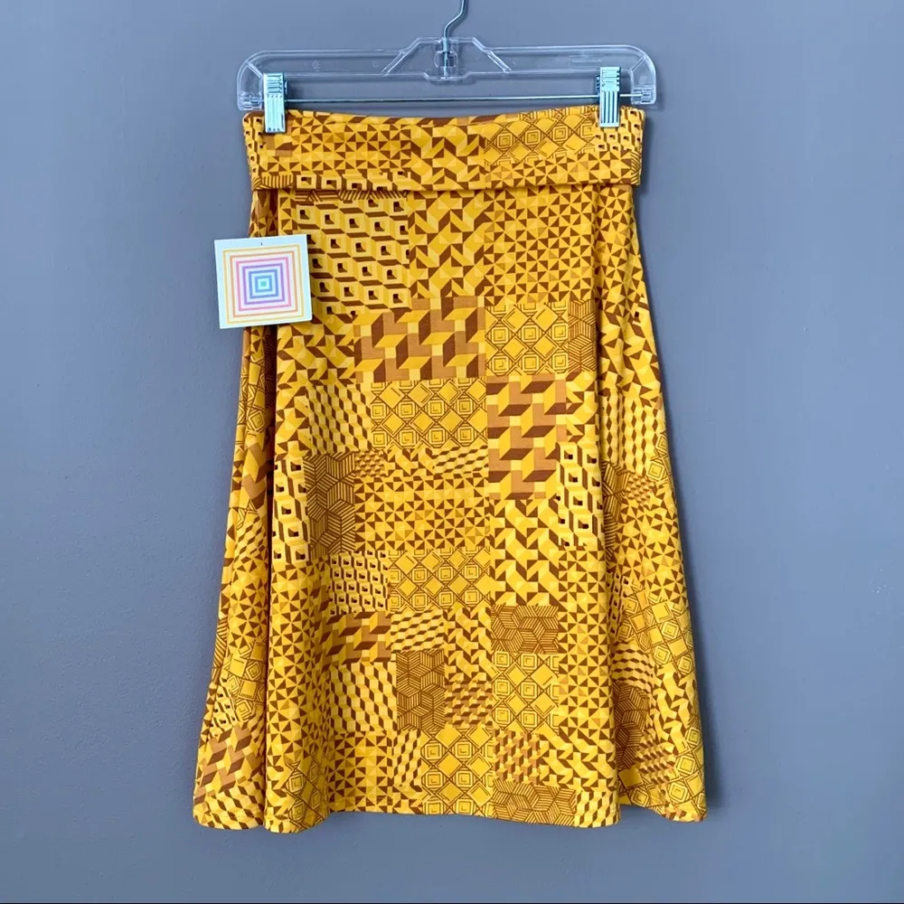 🆕 NWT LuLaRoe Yellow/Brown Azure Skirt - Image 2