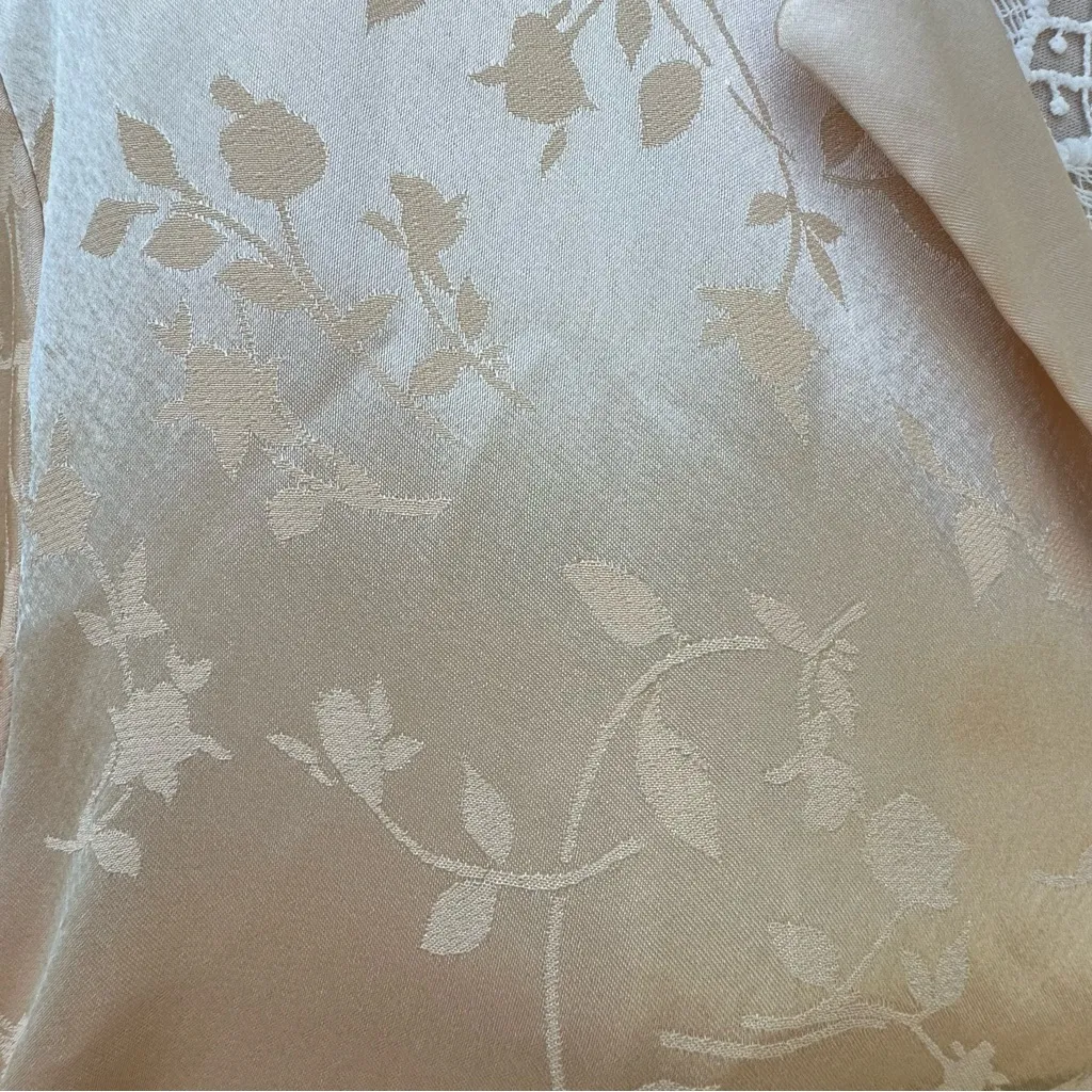 Vintage Inner Most Gold Satin Line Sleeve Sleep Shirt Button Up Size S Nightgown - Image 3