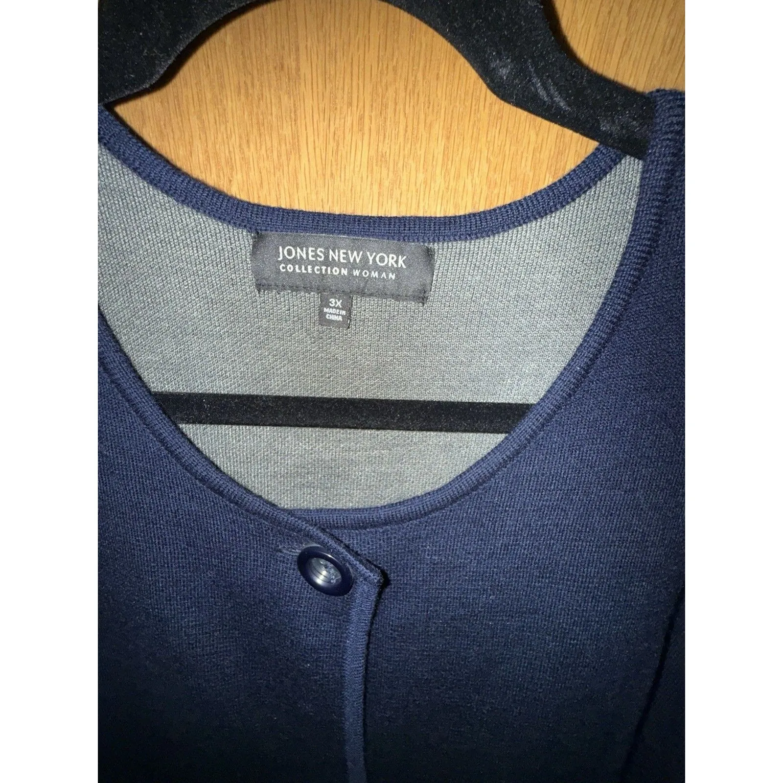 Jones New York Navy Blue Knit Sweater Jacket Blazer With Pockets - Womens  Sz 3X - Image 2