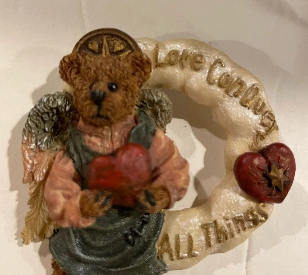 Vintage bear Y2K Love Conquers All pin brooch hand made cute heart angel teddy Blue - Image 4