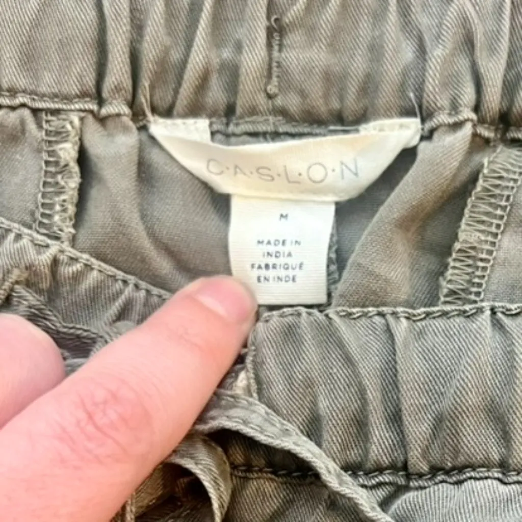 EUC Caslon Nordstrom Olive Green Mini Drawstring Utility Skirt, Size Medium - Image 8