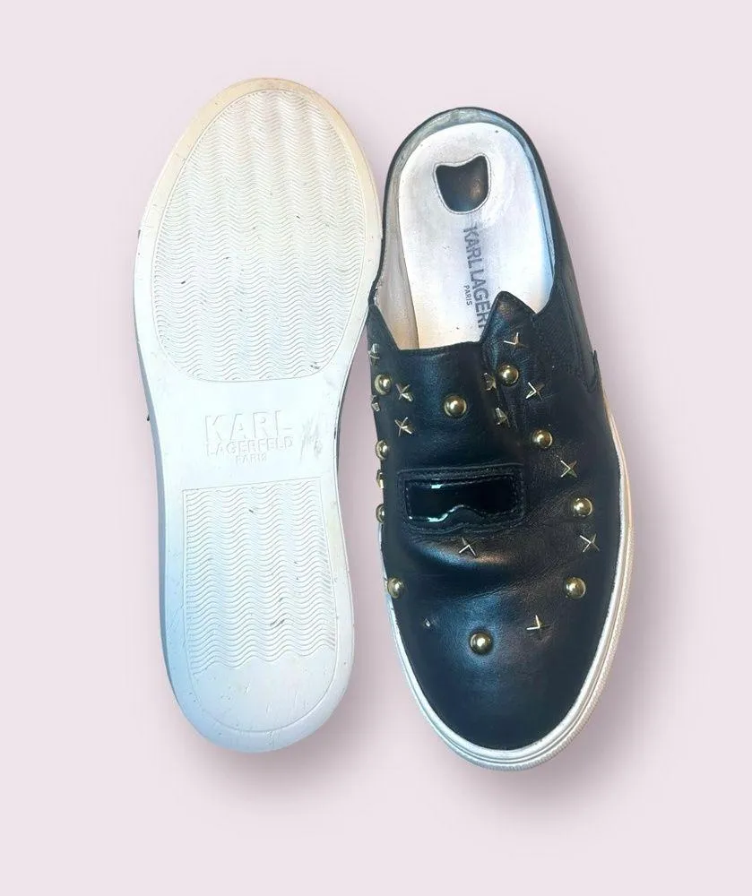 Karl Lagerfeild Paris  “ Eisley” Backless Leather Studed Flats Size 7/37 - Image 2