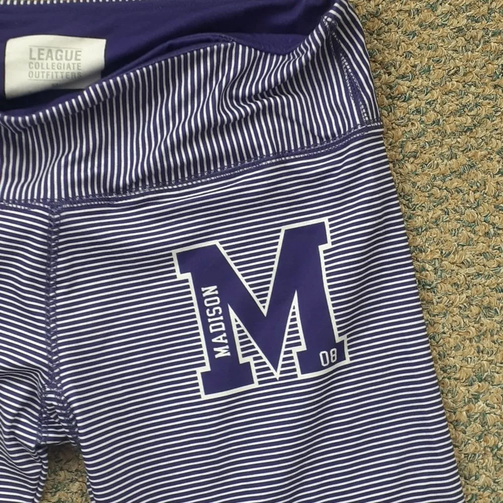 NWT League Striped James Madison University JMU Capri Leggings SIZE M Purple Size M - Image 2