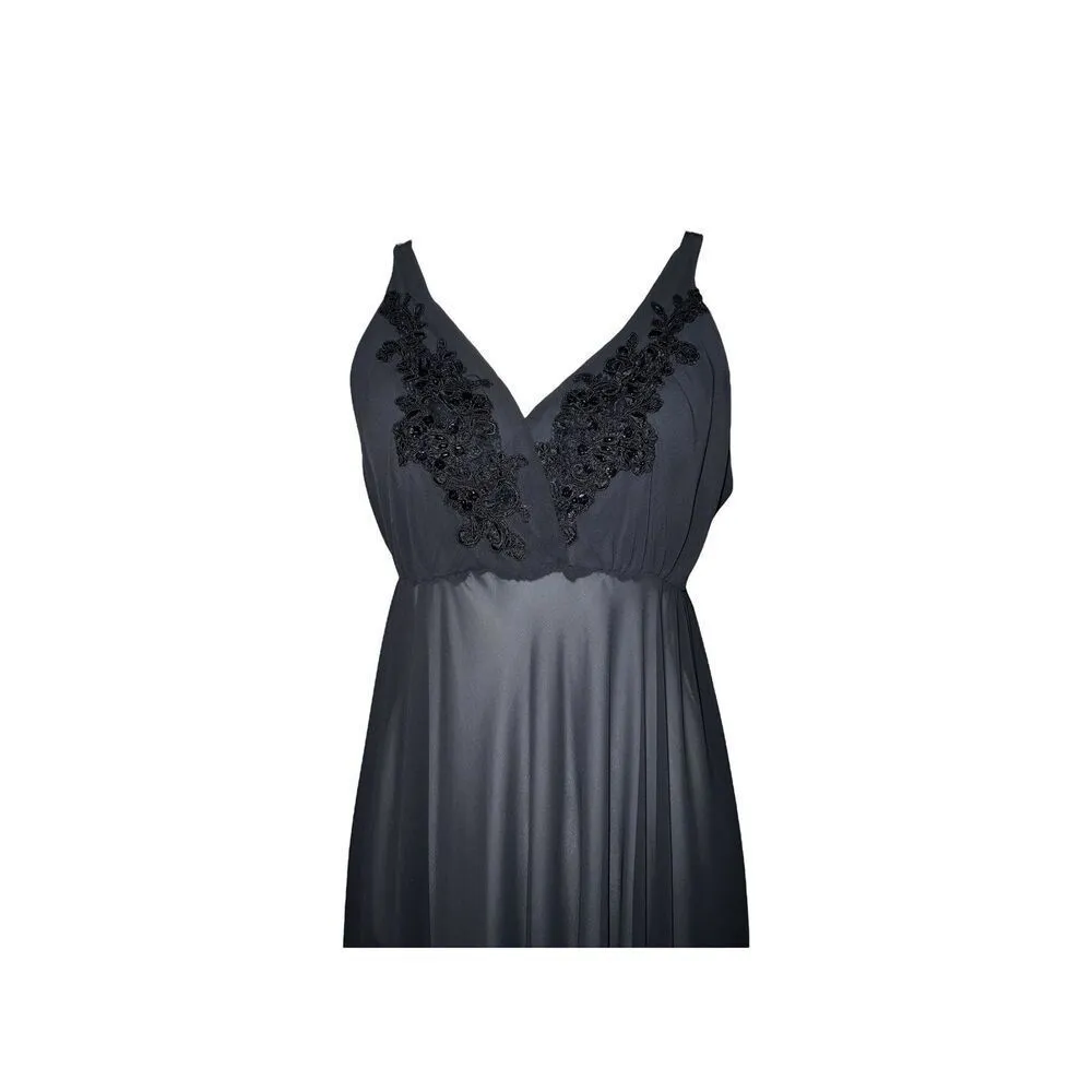 Women’s Black Lingerie Slip Dress Gown SMALL - Image 2