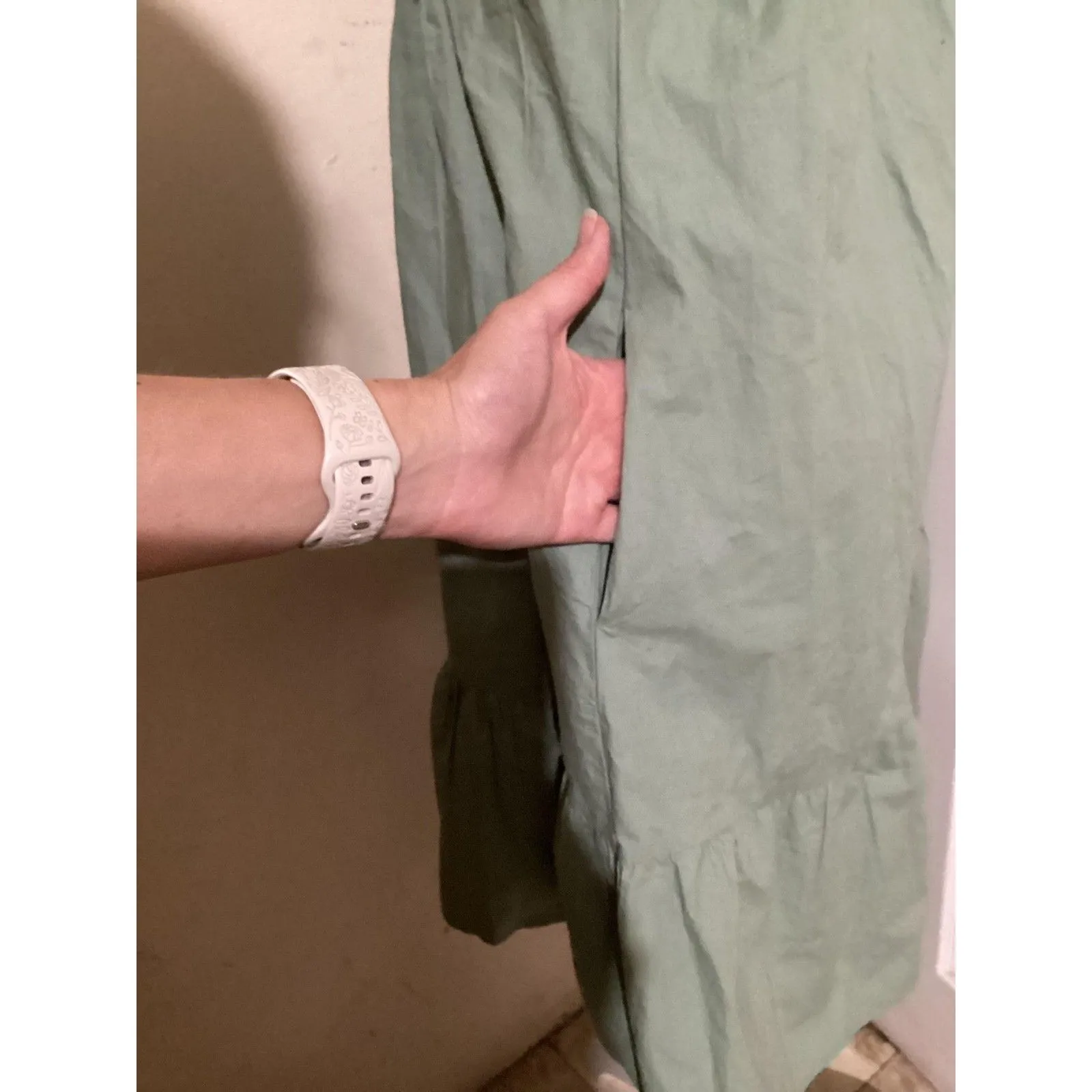 A Pea In The Pod Dress Womens XS Short Sleeve Ruffle Neckline Pockets Casual - Image 5