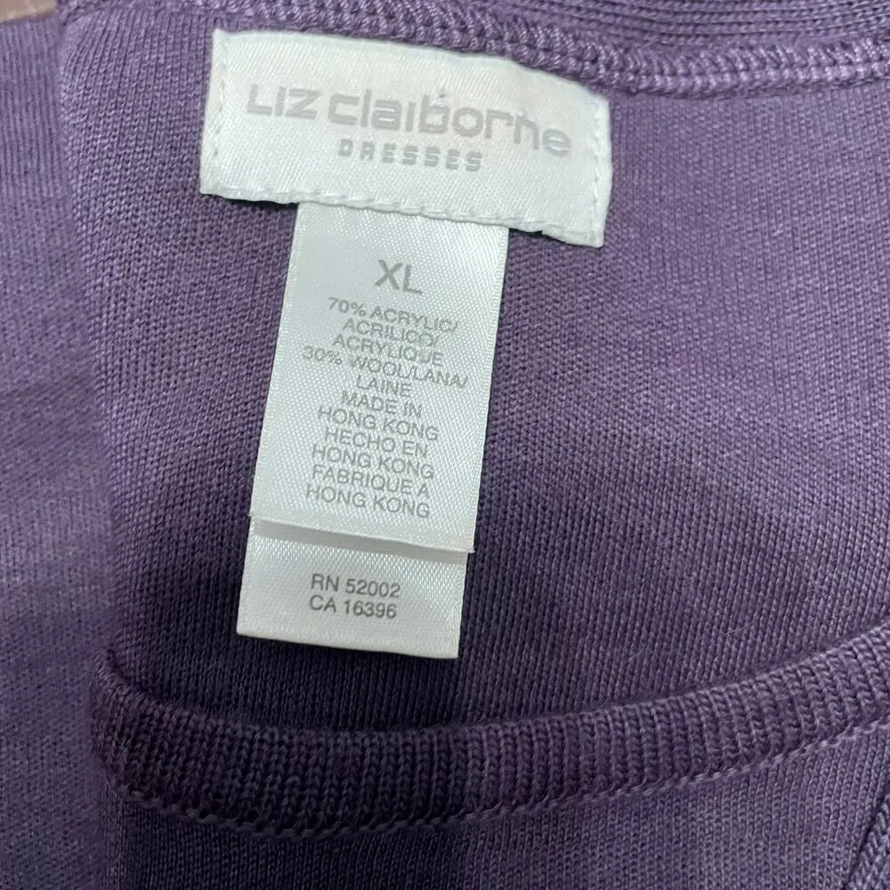 Liz Claiborne Women's Purple Duster Cardigan Dress Size XL Wool Blend Career EUC - Image 3