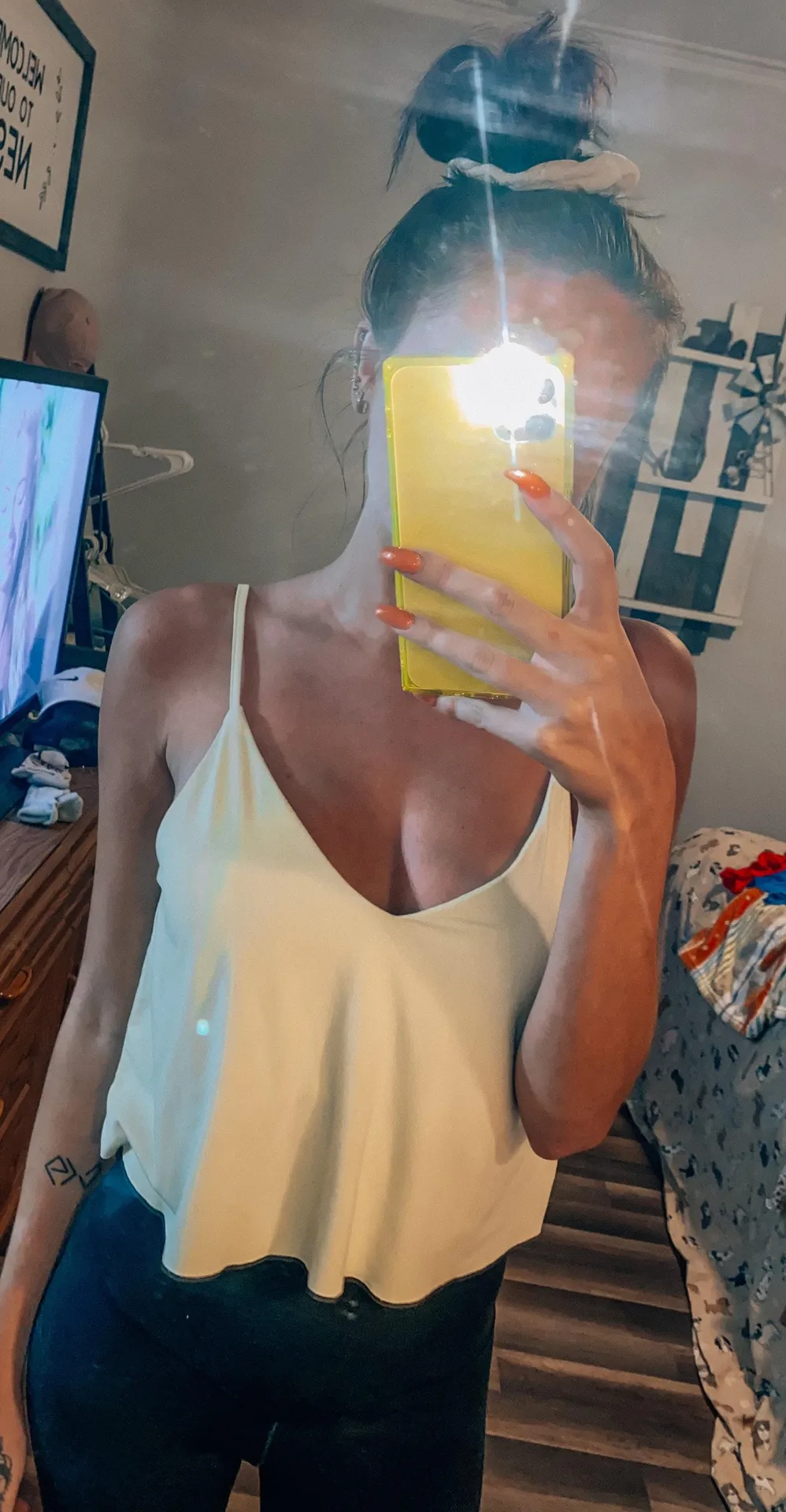 Forever 21 Yellow Suede Crop Top - Image 2