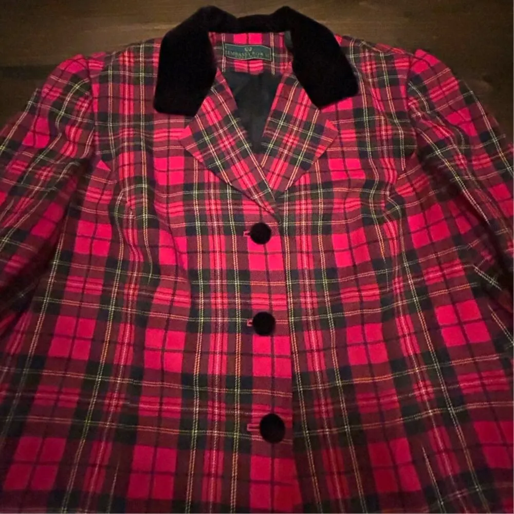 Vintage Embassy Row Pure Wool Red Black Jacket Blazer Button Down Women Size 18W - Image 2