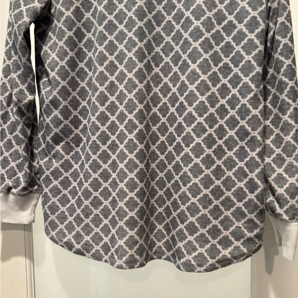 Nautical Gray Patterned Women's PJ Henley Top Size M Soft Fuzzy Cozycore - Image 8