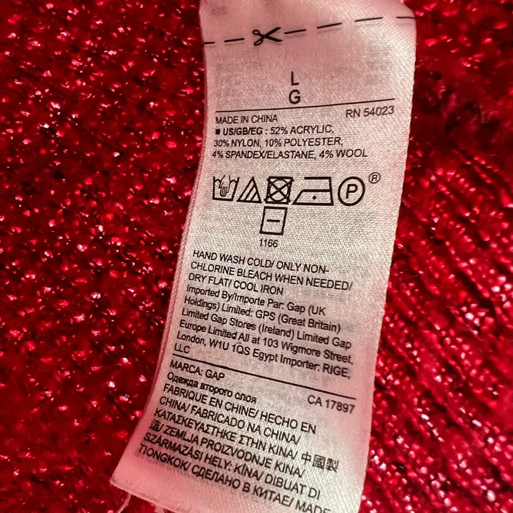 Gap red L wool blend pullover sweater dolman sleeve fall winter holiday work - Image 5