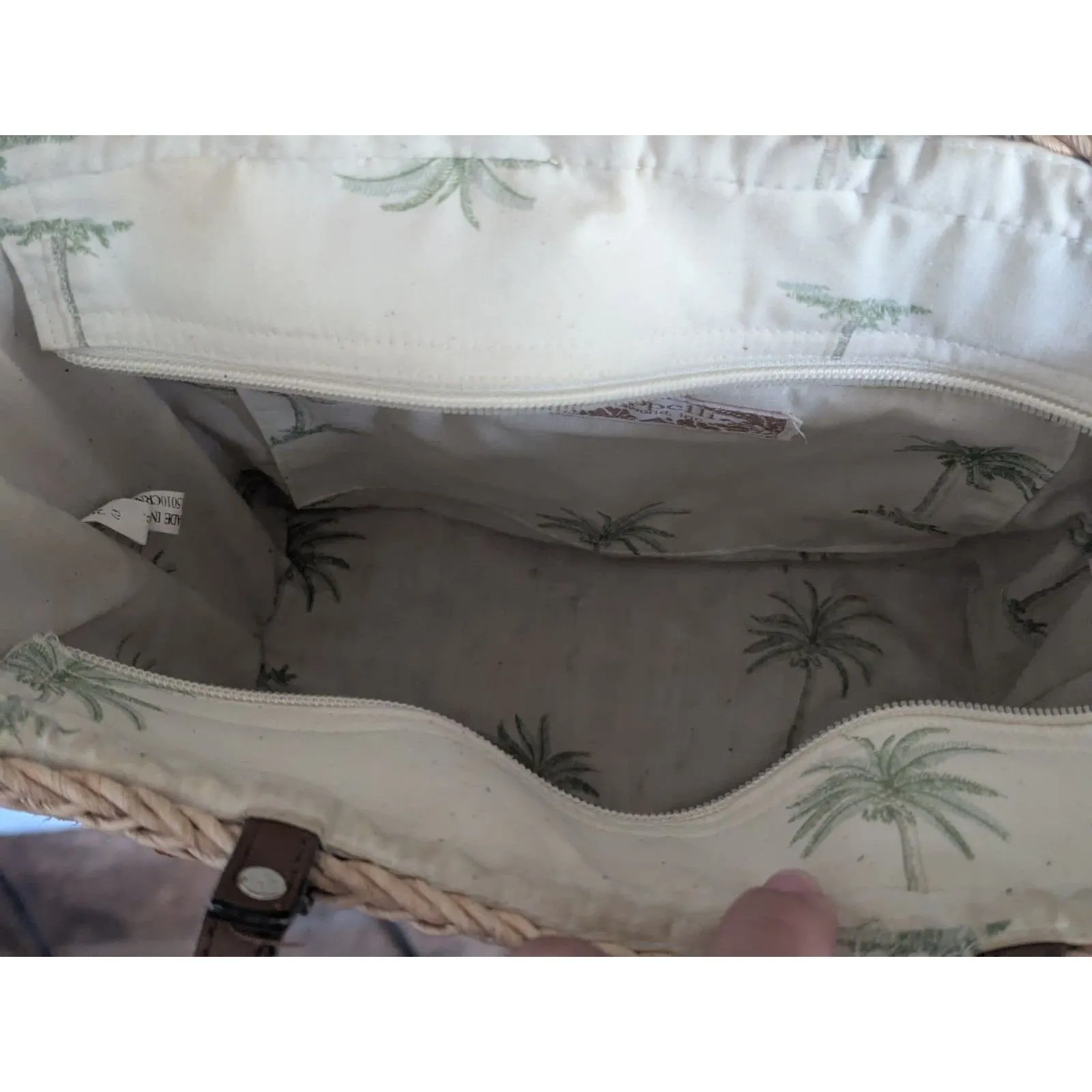 Vintage Y2K Cappelli Straworld Flamingo Sequin Straw Beach Tote Bag Brown - Image 4