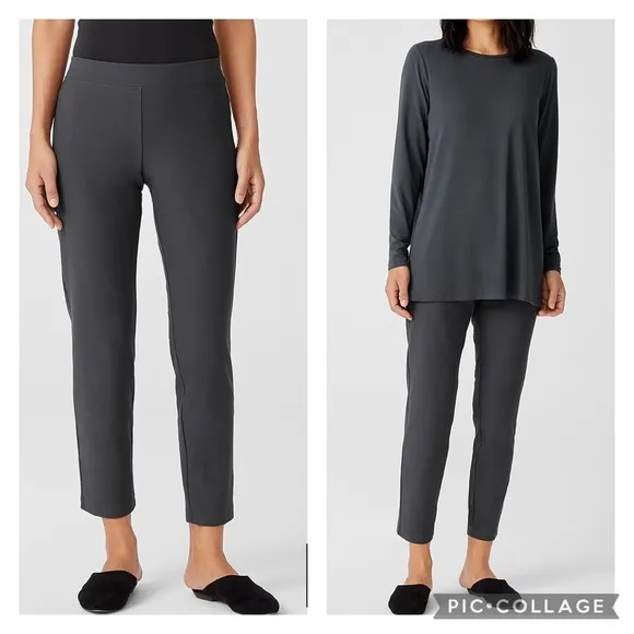 Eileen Fisher WASHABLE STRETCH CREPE PANT SLIM FIT, ANKLE LENGTH graphite - Image 2