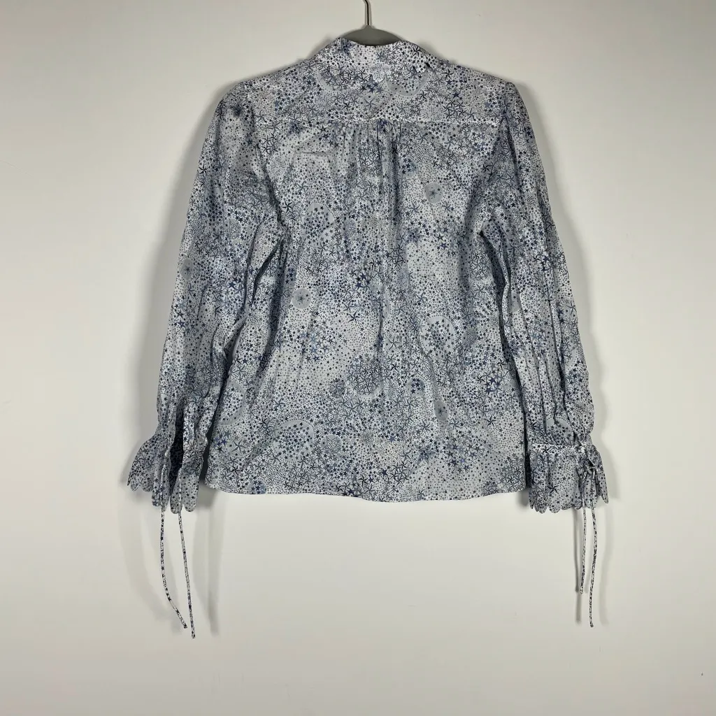 NEW J. Crew Liberty Fabric Scalloped Cotton Poplin Pintuck Blouse Adelajda Stars - Image 4