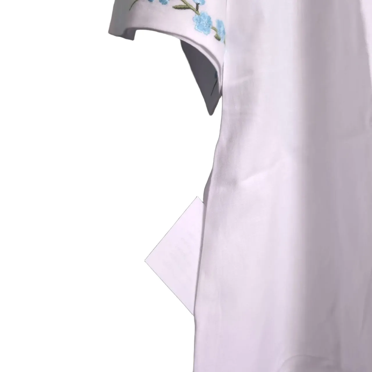 NWT Andie Fanm Mon White Embroidery V Neck Loose Fit Caftan Resort Dress Linen M - Image 5