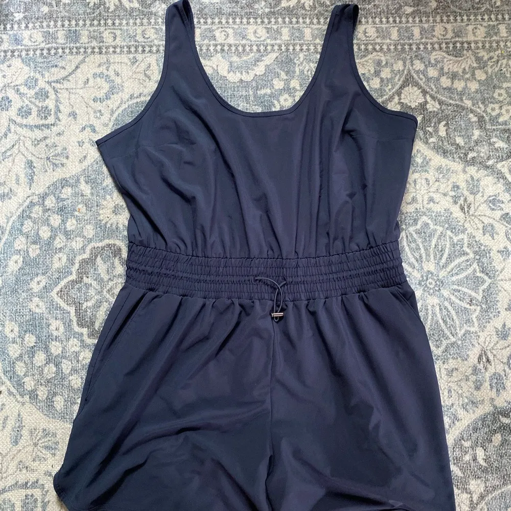Abercrombie Fitch Cinch Waist Blue Shorts Romper XL Lounge Gym Utility Gorpcore - Image 3