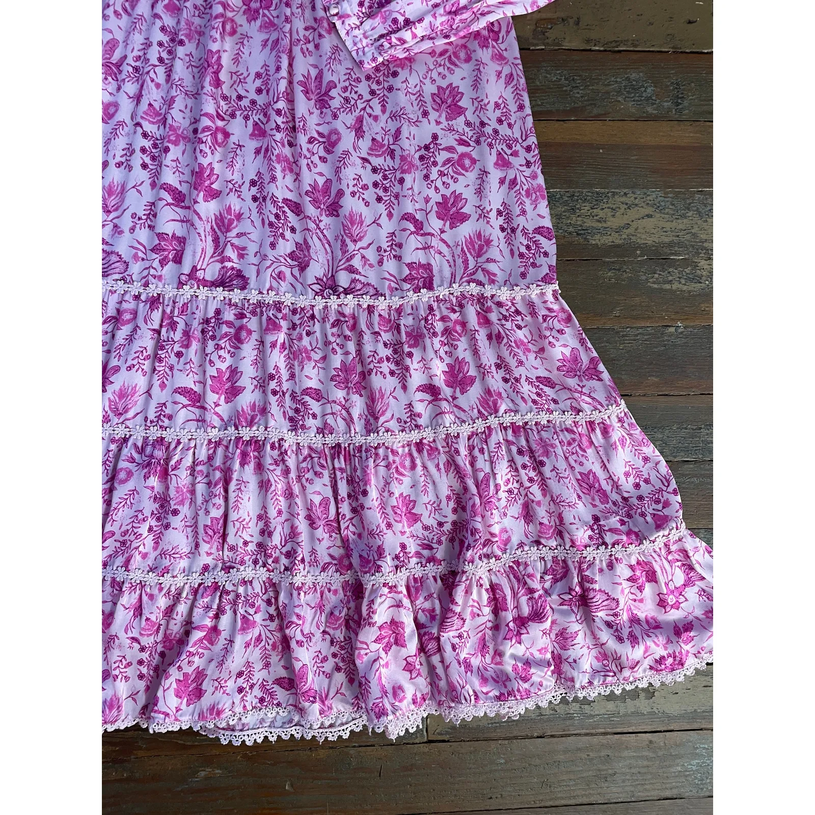 Anthropologie Payal Jain Pink Floral Boho Midi Dress Size M - Image 13