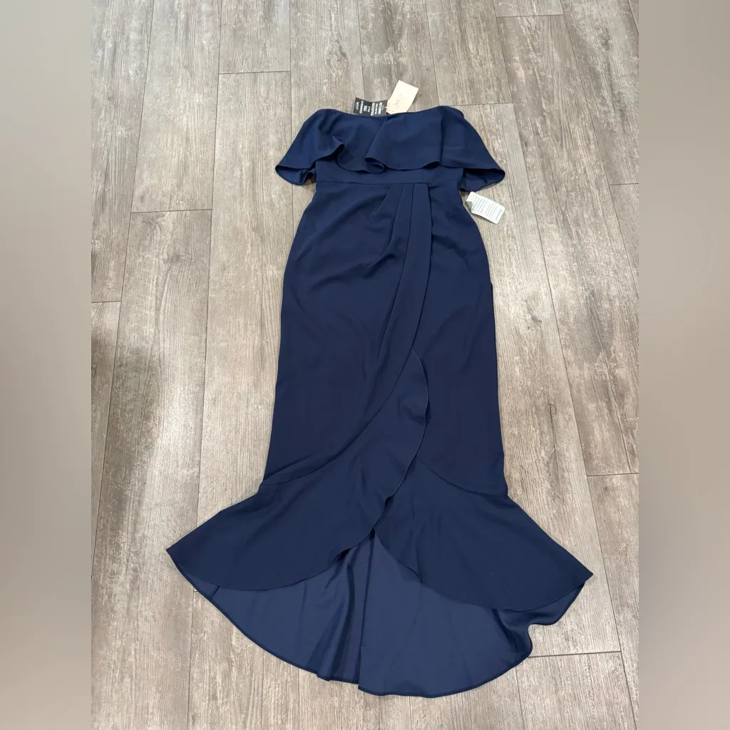 Wayf Strapless Navy Ruffle Dress - Image 3