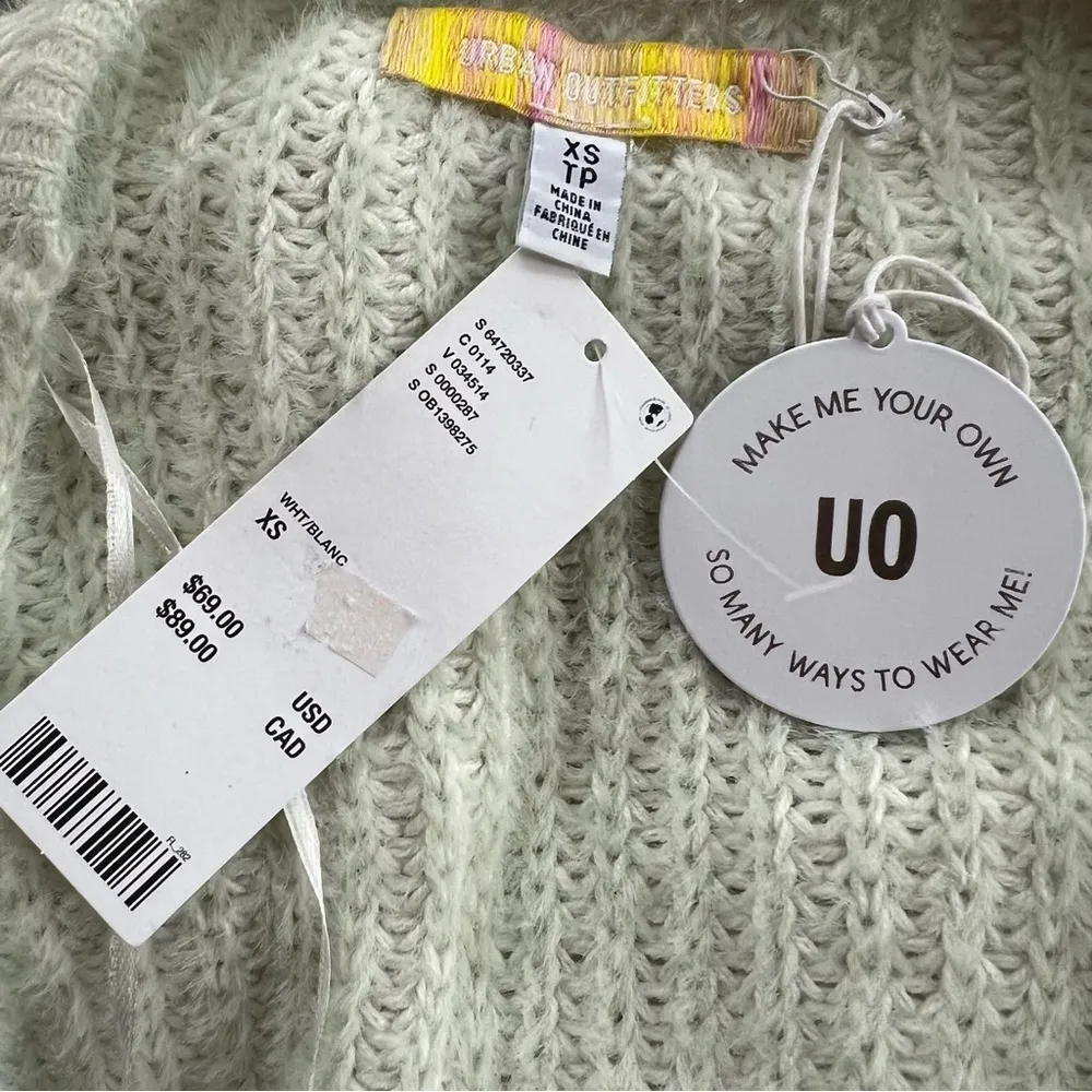 NWT Urban Outfitters Sweater Faux Wrap Fuzzy Oversized XS Green Crossover - Image 15